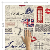 Blue and Red Travel Themed Peel and Stick Removable Wallpaper