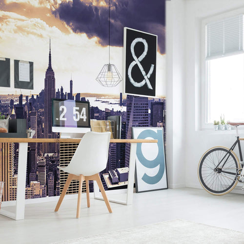 Blue City Landscape Peel and Stick Removable Wall Mural 7610