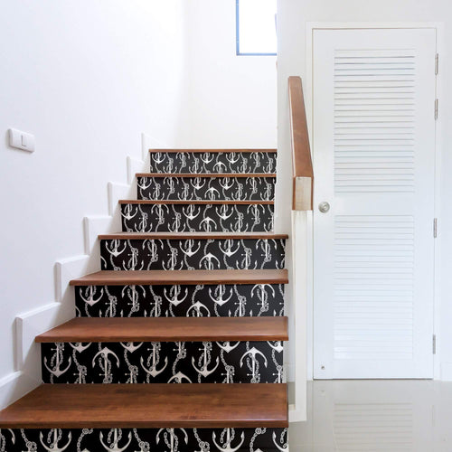 Black Illustration Nautical Peel and Stick Removable Wallpaper