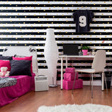 Black and Gold Striped Peel and Stick Removable Wallpaper