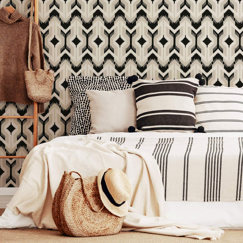 Black and White Contemporary Geometric Peel and Stick Removable Wallpaper