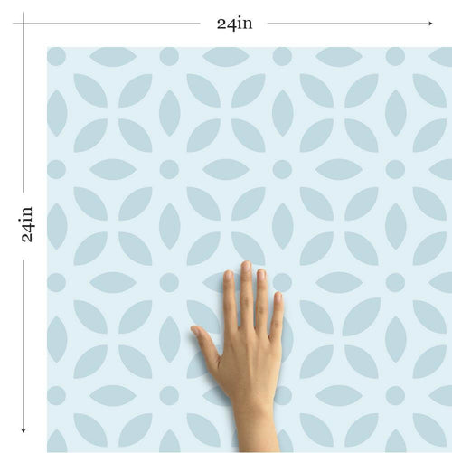 Blue Floral Geometric Peel and Stick Removable Wallpaper