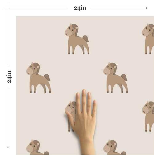 Beige and Brown Motif Children Peel and Stick Removable Wallpaper