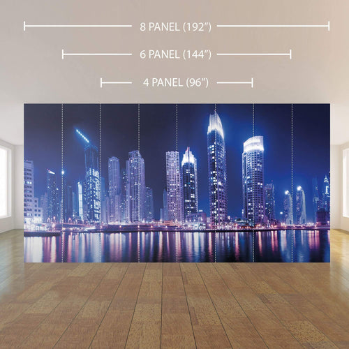 Blue and Purple City Landscape Peel and Stick Removable Wall Mural 5417