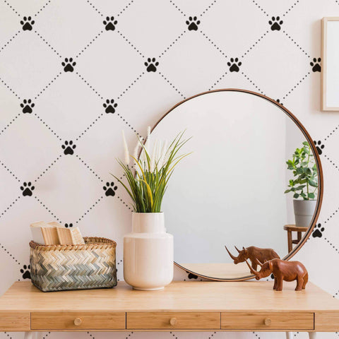 Black and White Dog Peel and Stick Removable Wallpaper