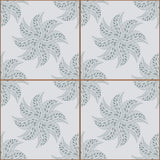 Blue Floral Tile Adhesive Peel and Stick Removable Wallpaper