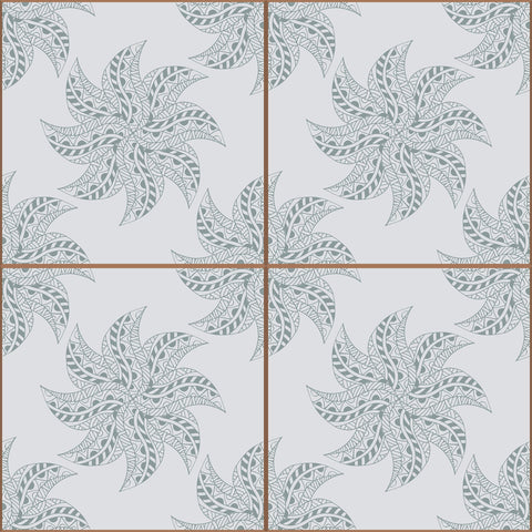 Blue Floral Tile Adhesive Peel and Stick Removable Wallpaper