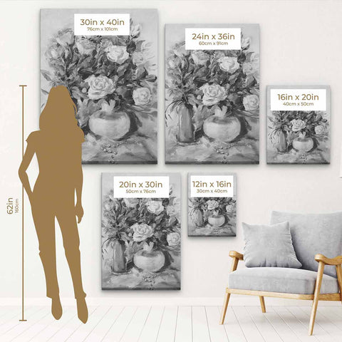Grey Abstract Roses Wall Art Canvas 4091