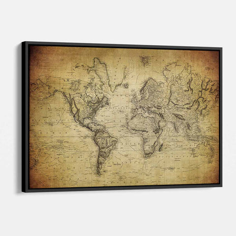 Brown Antique map Wall Art Canvas 8981