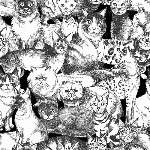 It’s fabulous, it’s functional, and it’s full to the brim with feline elegance! This distinctive peel and stick wallpaper gets creative with its cat theme, picturing countless gorgeous cat sketches arranged in an organic, seamless composition. Intricate and artistic, the closely packed grey illustrations give this stylish PVC-free wallpaper a layered, tactile presence.