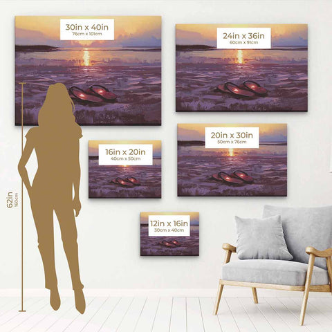 Purple Flip Flops at Sunset Wall Art Canvas 2688