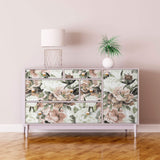 White and Pink Flower Peel and Stick Removable Wallpaper