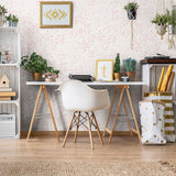 White and Pink Floral Peel and Stick Removable Wallpaper