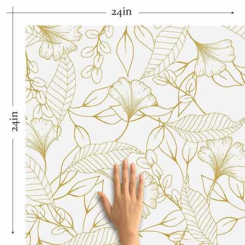 This beige peel and stick wallpaper keeps things simple, serene and sophisticated with its lovely line drawings of flowers and foliage. Creating a seamless composition all throughout, it fills your living space with a quiet but undeniable charm. The warm color tones in this chic design give it a golden look, while a latex coating adds a rich matte finish to the PVC-free product.