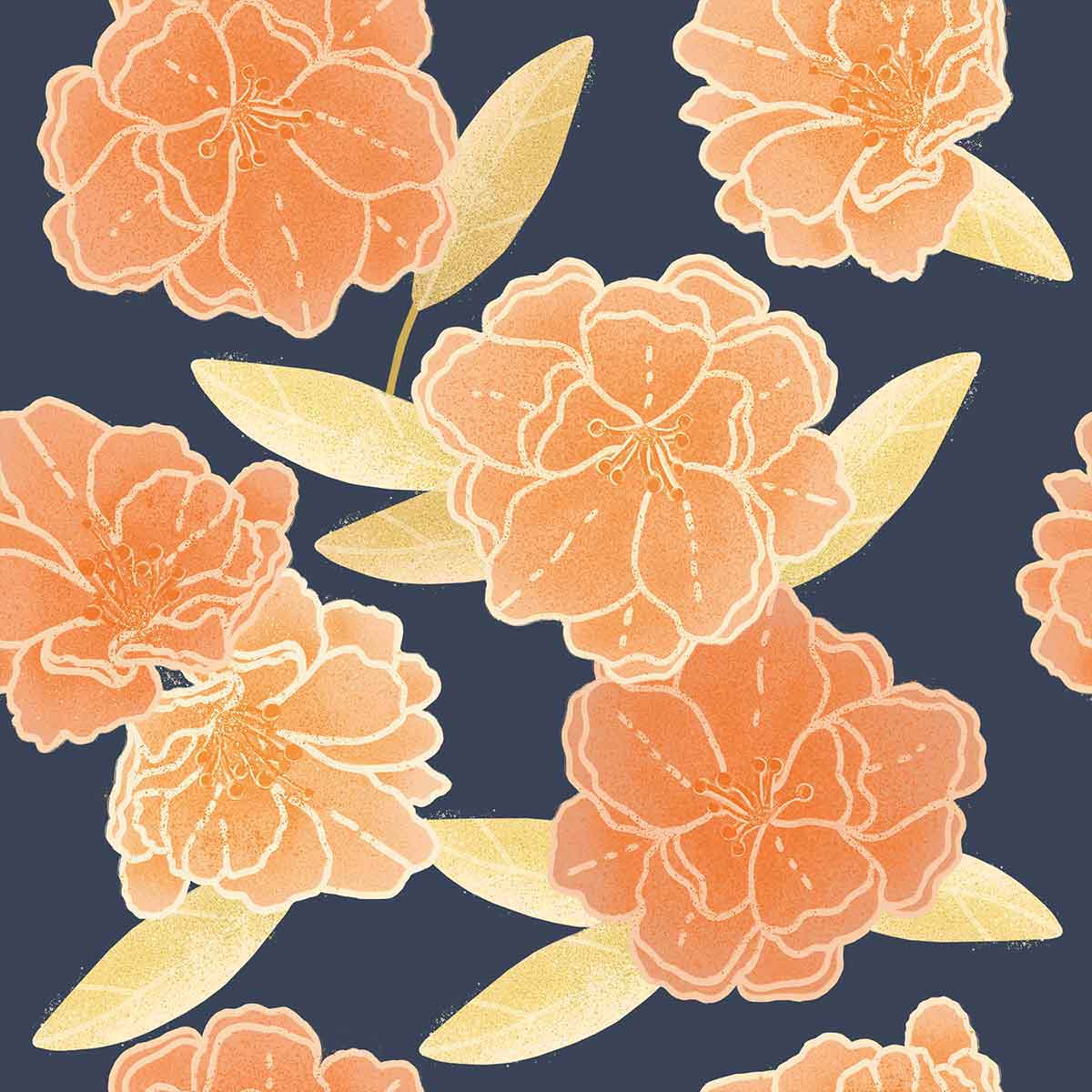 wallpaper with orange flowers
