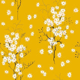 Transform any space into an autumnal paradise with this stunning floral wallpaper that combines gentle white blossoms with an intense mustard yellow background. The small-scale botanical illustrations in this design are simple and almost motif-like, balancing the dramatic yellow hue with a mild whimsical vibe. Try this PVC-free wallpaper to completely transform your bathrooms and utility spaces.