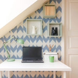 blue and grey geometric Peel and Stick Removable Wallpaper