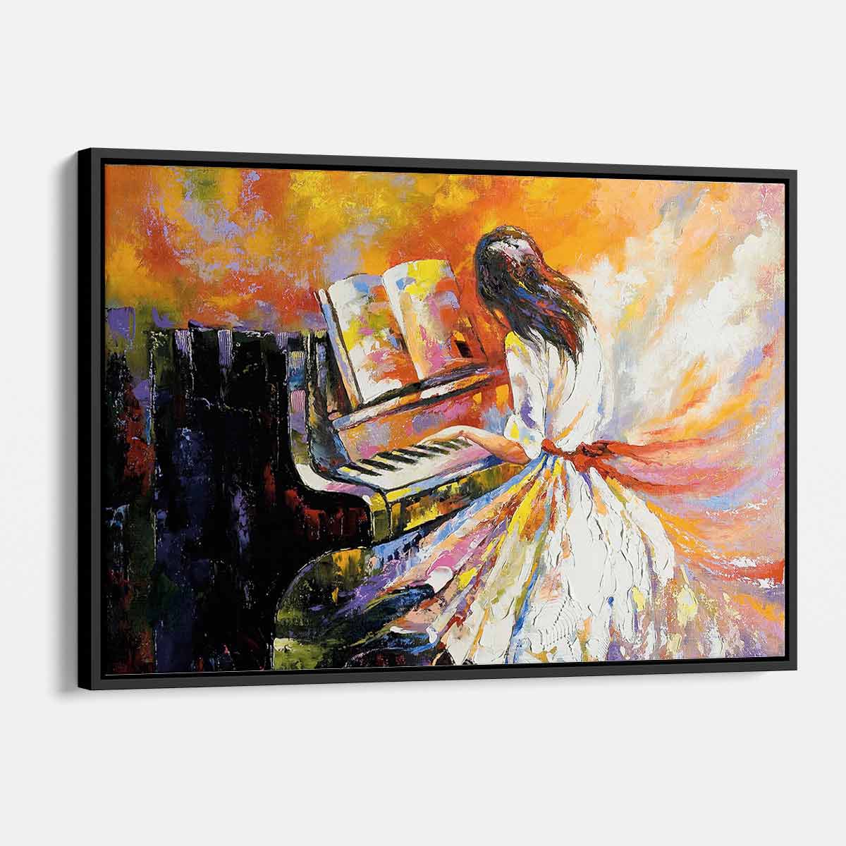 Orange Girl Playing On The Piano Wall Art Canvas 2243 | Walls By Me