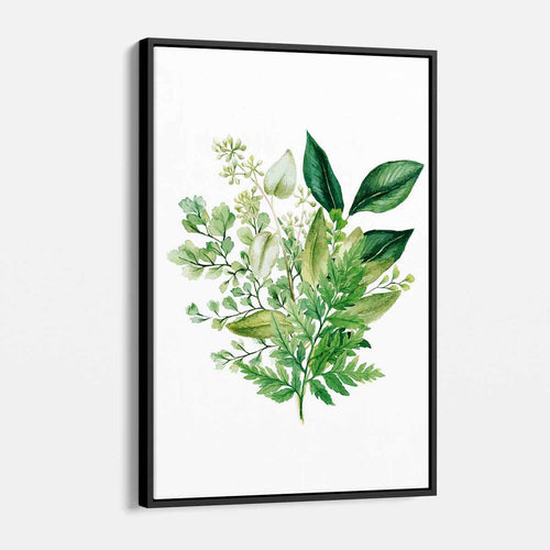 Green Herbal Watercolor Bouquet Wall Art Canvas 9882