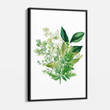 Green Herbal Watercolor Bouquet Wall Art Canvas 9882