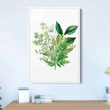Green Herbal Watercolor Bouquet Wall Art Canvas 9882