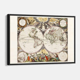 Brown Historic map Wall Art Canvas 5532
