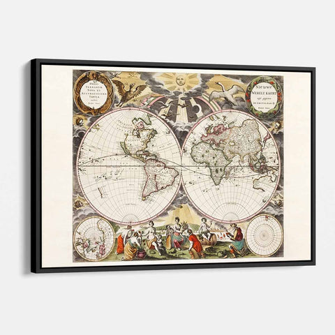 Brown Historic map Wall Art Canvas 5532