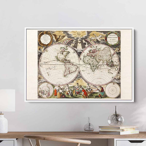Brown Historic map Wall Art Canvas 5532