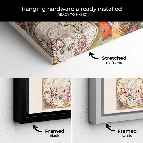 Brown Historic map Wall Art Canvas 5532