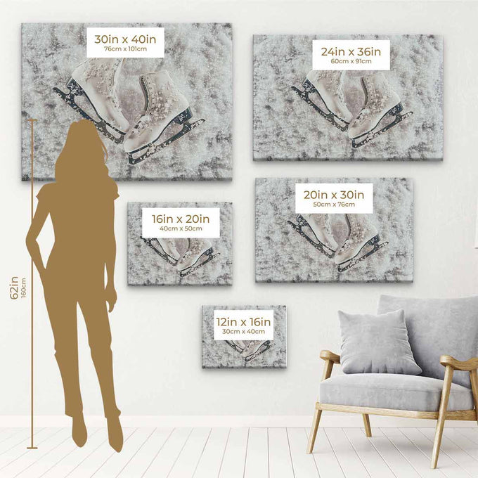 White Ice Skating Wall Art Canvas 1234