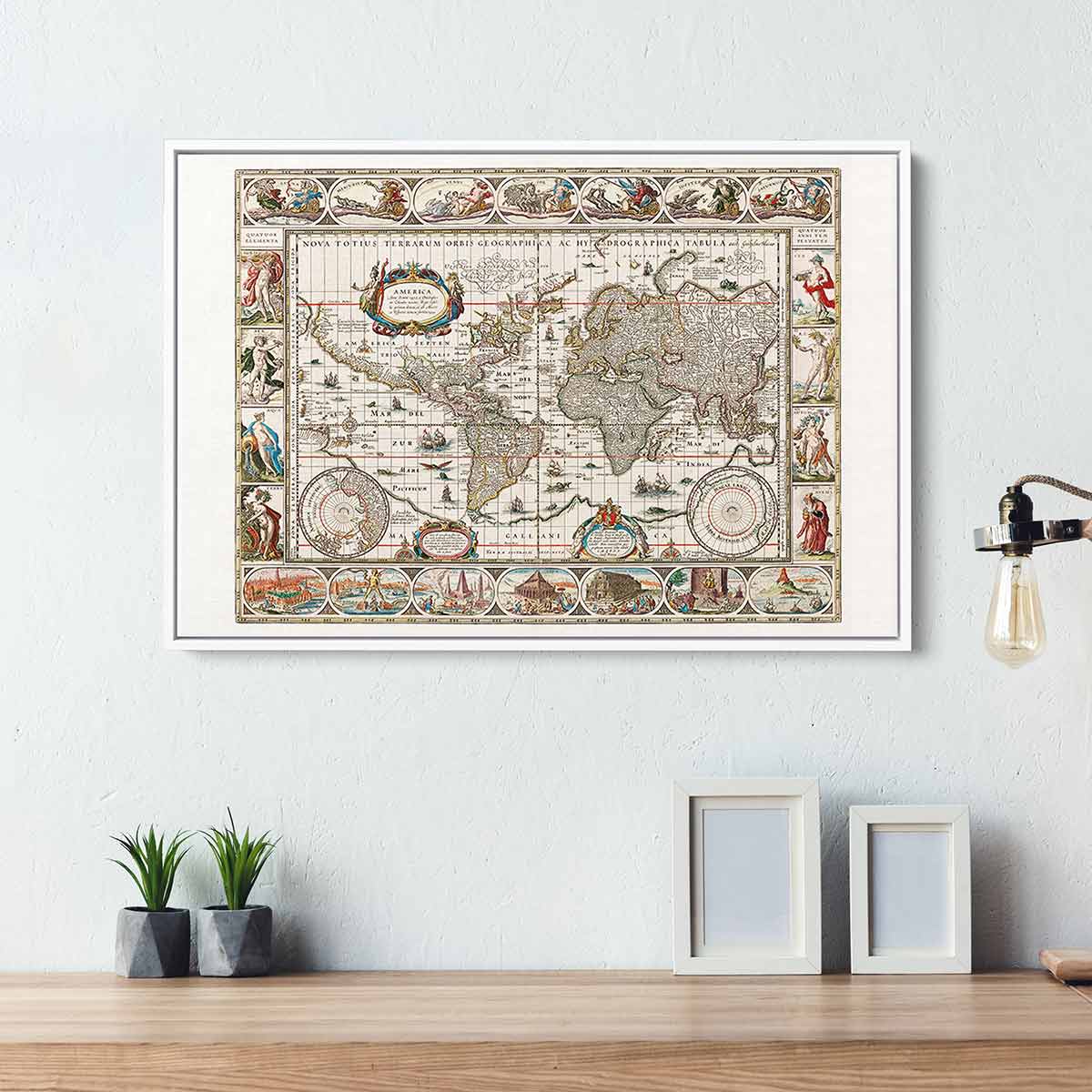 Brown Illustrated map Wall Art Canvas 5533 Walls By Me