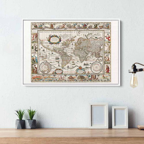Brown Illustrated map Wall Art Canvas 5533