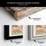 Brown Illustrated map Wall Art Canvas 5533