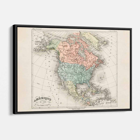 Pink North America map Wall Art Canvas 8218