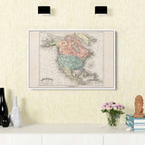 Pink North America map Wall Art Canvas 8218