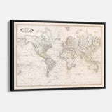 Beige Vintage map Wall Art Canvas 7442