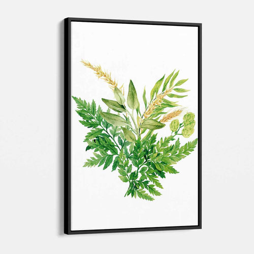 Green Watercolor Leaves Bouquet Wall Art Canvas 9340