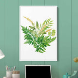 Green Watercolor Leaves Bouquet Wall Art Canvas 9340