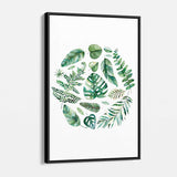 Green Watercolor Leaves Wall Art Canvas 4348