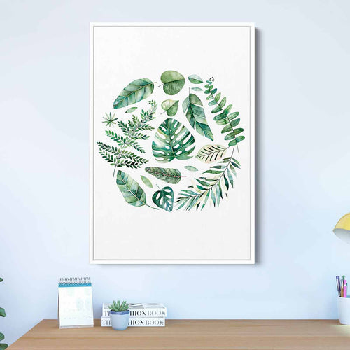 Green Watercolor Leaves Wall Art Canvas 4348
