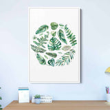 Green Watercolor Leaves Wall Art Canvas 4348