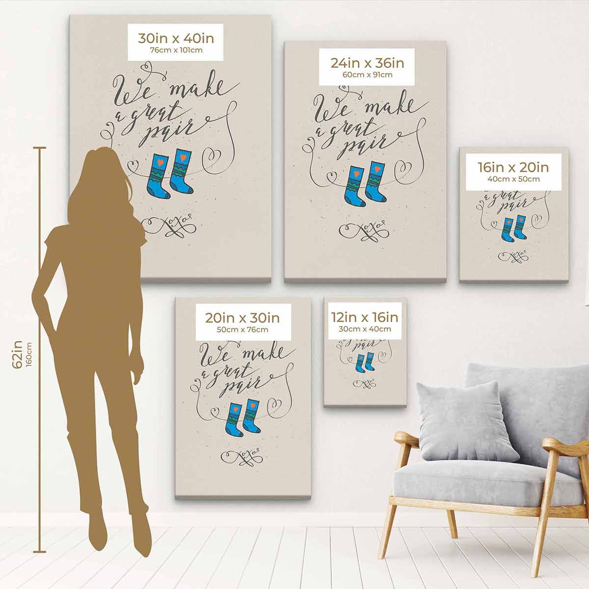 Beige We Make a Great Pair Wall Art Canvas 46_a Walls By Me