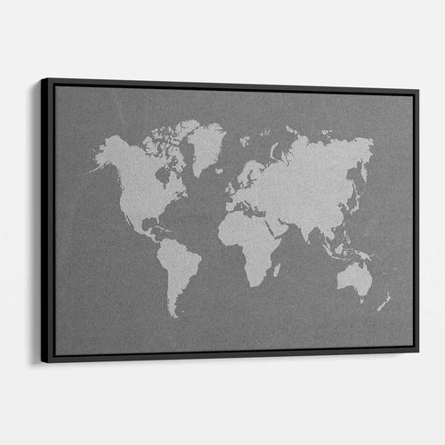 Grey World map Wall Art Canvas 8641