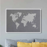 Grey World map Wall Art Canvas 8641