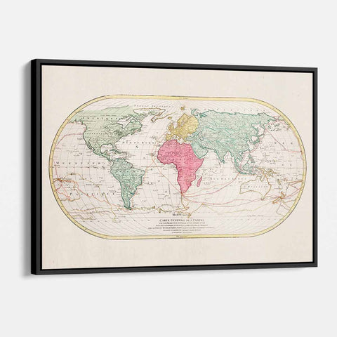 Multi Color World map Wall Art Canvas 1996