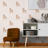 Beige and Brown Motif Children Peel and Stick Removable Wallpaper