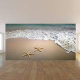 Beige and Blue Beach Peel and Stick Removable Wall Mural 7981