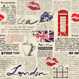 Blue and Red Travel Themed Peel and Stick Removable Wallpaper