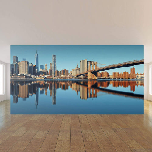Blue City Landscape Peel and Stick Removable Wall Mural 7223