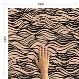 Black and Beige Lines Nautical Peel and Stick Removable Wallpaper